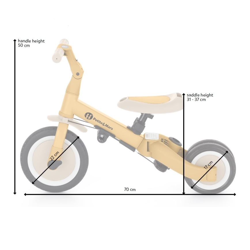 PETITE&MARS - Trehjulet cykel 5-i-1 TURBO Dusty Rose