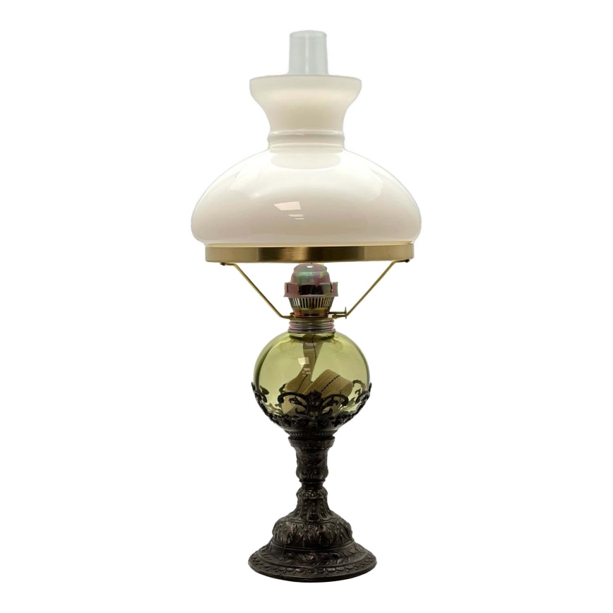 Petroleums lampe DRAHOMÍRA 50 cm skovgrøn med tin dekoration