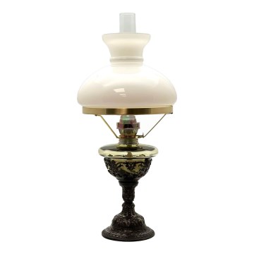 Petroleums lampe RŮŽENA 50 cm skovgrøn med tin dekoration