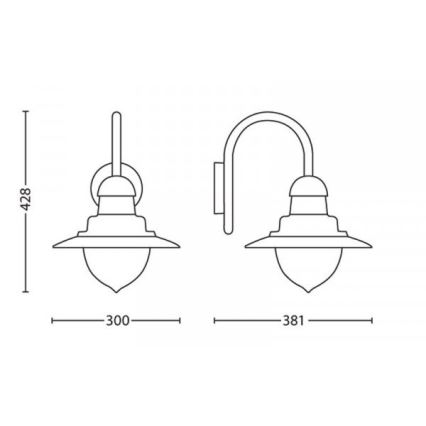 Philips 01652/06/PN - Udendørs væglys MYGARDEN RAINDROP 1xE27/53W/230V IP44