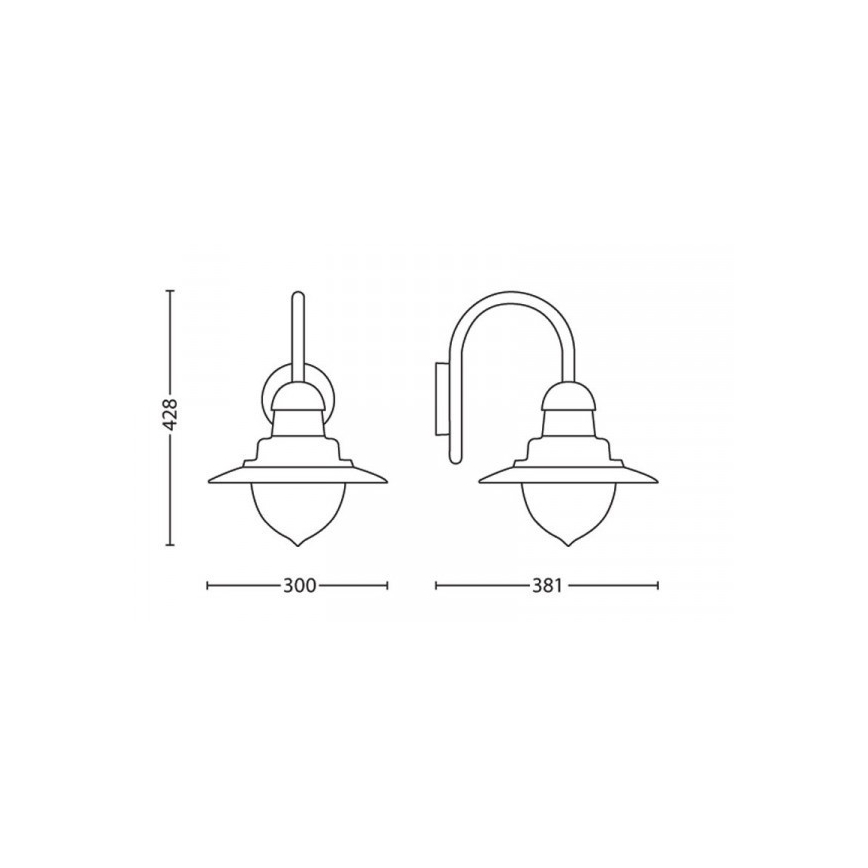 Philips 01652/06/PN - Udendørs væglys MYGARDEN RAINDROP 1xE27/53W/230V IP44