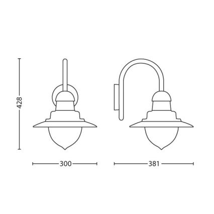 Philips 01652/30/PN - Udendørs væglys MYGARDEN RAINDROP 1xE27/60W/230V IP44