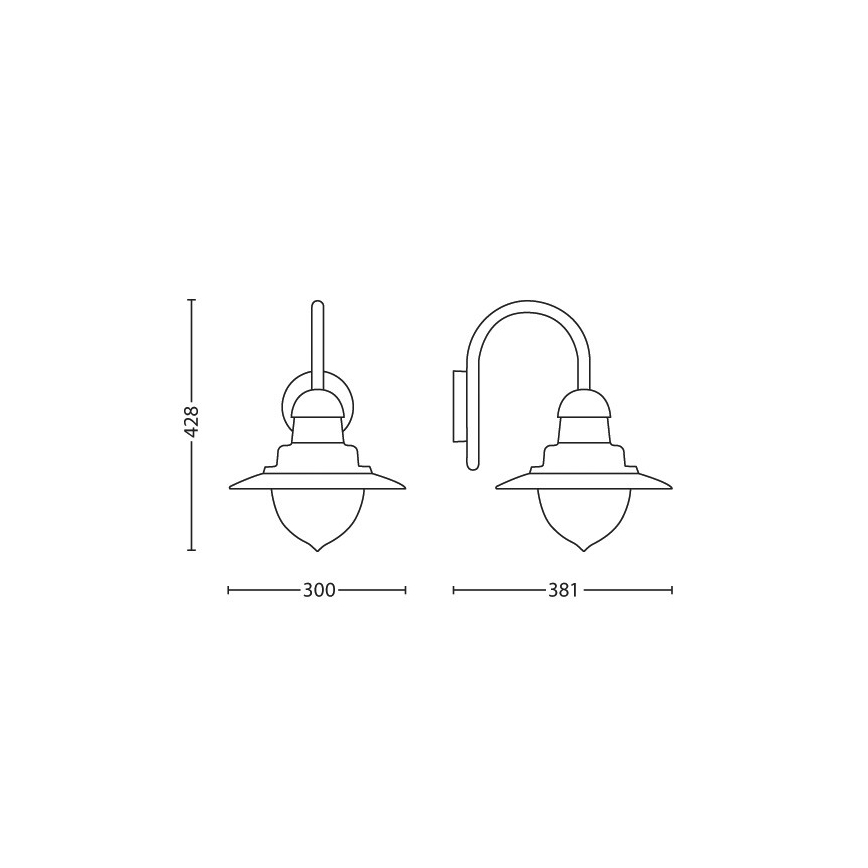 Philips 01652/30/PN - Udendørs væglys MYGARDEN RAINDROP 1xE27/60W/230V IP44