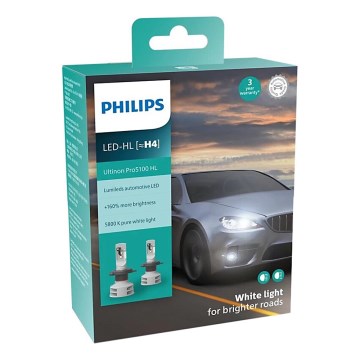 Philips 11342U51X2 - 2x LED Bilpære Ultinon Pro5100 H4 P43t-38/12W/12/24V 5800K