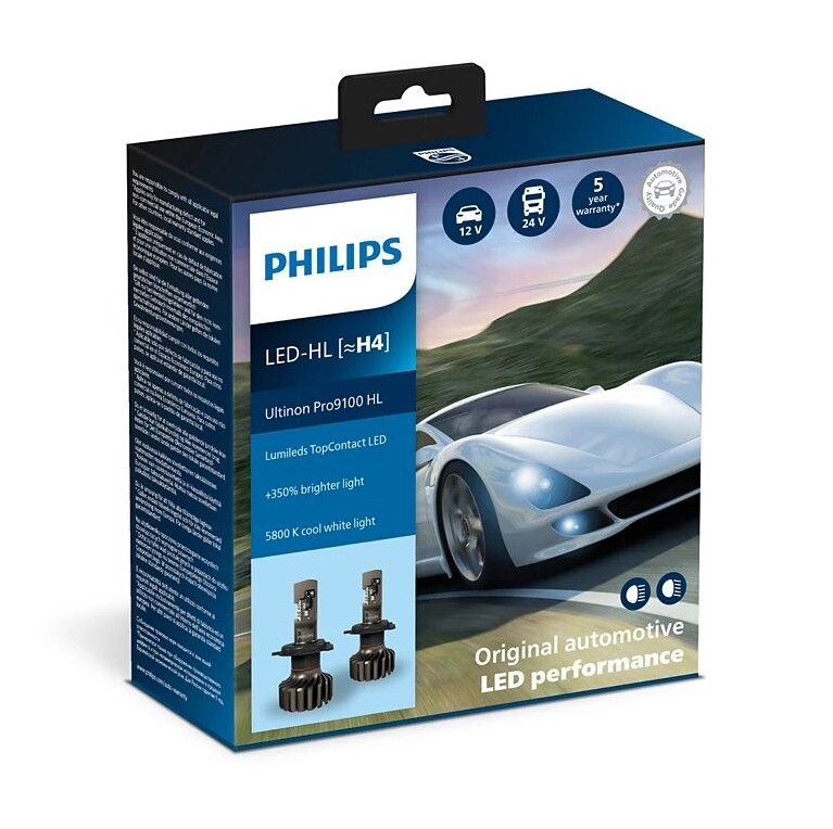 Philips 11342U91X2 - 2x LED autopære Ultinon 9100 H4 P43t-38/13,2W/12/24V 5800K