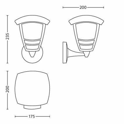 Philips - Udendørs væglys E27/60W/230V IP44