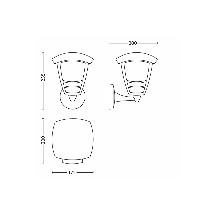 Philips - Udendørs væglys E27/60W/230V IP44