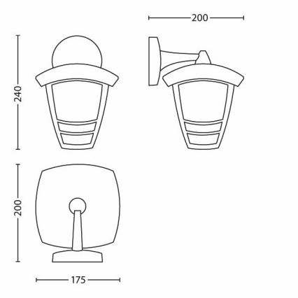 Philips - Udendørs væglampe 1xE27/60W/230V IP44