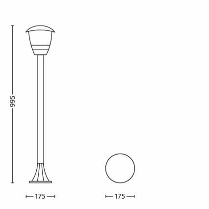 Philips 15383/30/16 - Udendørslampe MYGARDEN CREEK 1xE27/60W/230V antik sort IP44