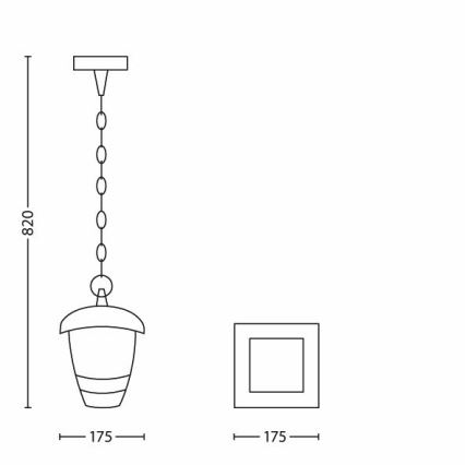 Philips - Udendørspendel 1xE27/60W/230V sort IP44