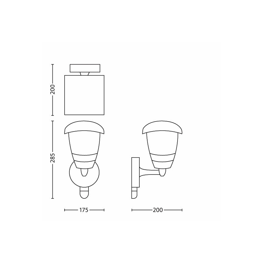 Philips - Udendørs væglampe med sensor 1xE27/60W IP44