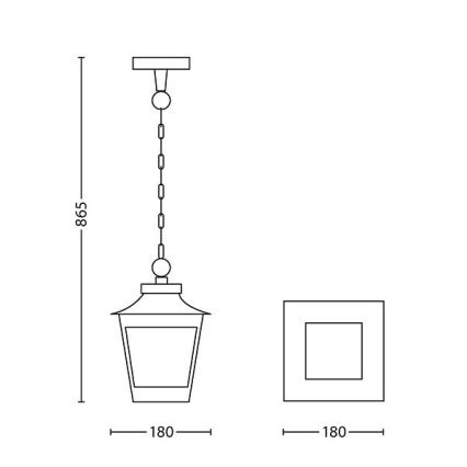 Philips 15406/86/PN - Udendørspendel HEDGE 1xE27/60W/230V IP44