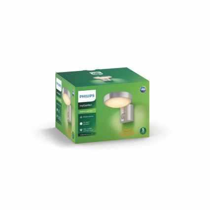 Philips 16491/47/P0 - Udendørs LED væglampe med sensor MYGARDEN COCKATOO 1xLED/8W/230V IP44