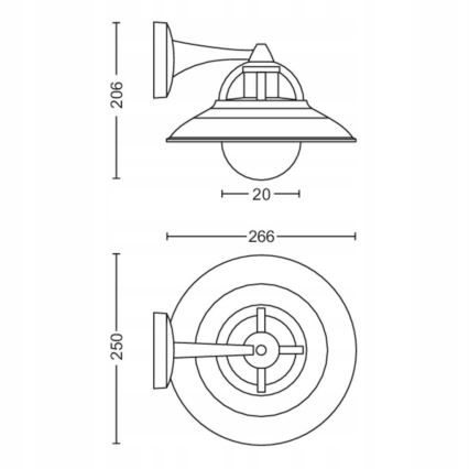 Philips 17381/30/PN - Udendørs væglampe COMORANT 1xE27/42W/230V IP44