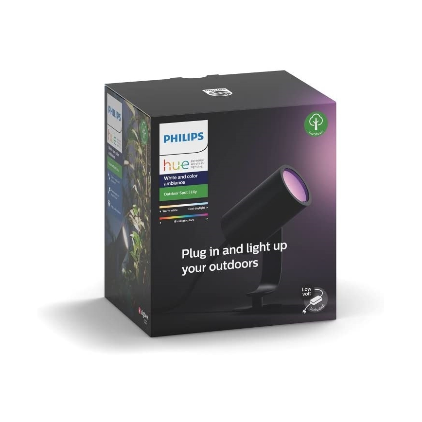 Philips – Basissæt LED udendørs spotlampe dæmpbar RGB Hue LILY LED/8W/230V IP65