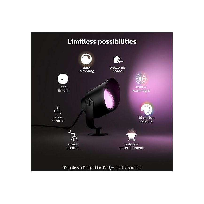 Philips - LED udendørslampe RGB-farver Hue LILY LED/15W/230V IP65