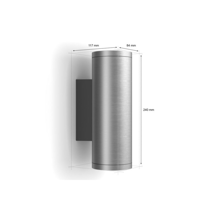 Philips - LED RGBW Udendørs væglampe dæmpbar Hue APPEAR 2xLED/8W/230V IP44