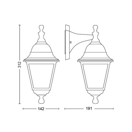 Philips - Udendørs væglampe 1xE27/60W/230V IP44