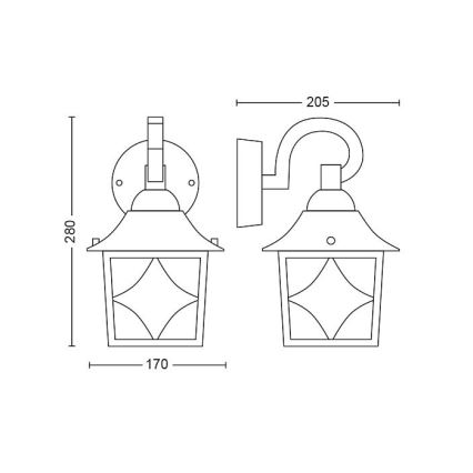 Philips - Udendørs væglampe 1xE27/60W/230V IP44