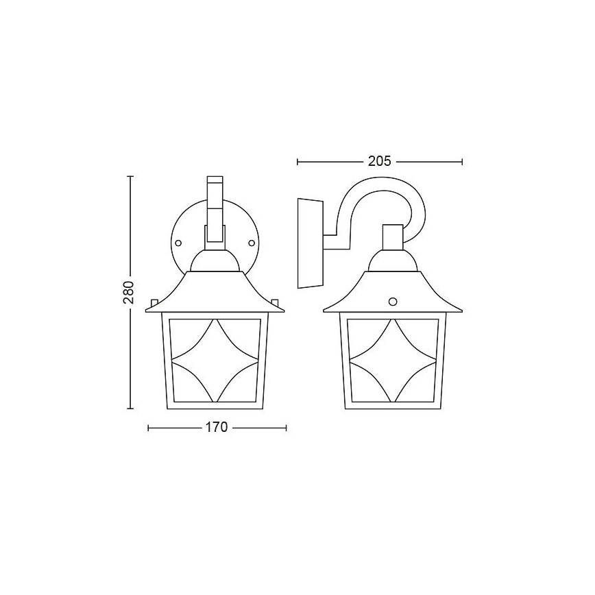 Philips - Udendørs væglampe 1xE27/60W/230V IP44