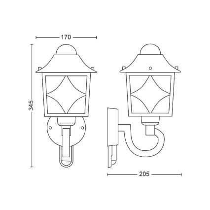 Philips - Udendørs væglampe med sensor 1xE27/60W/230V IP44