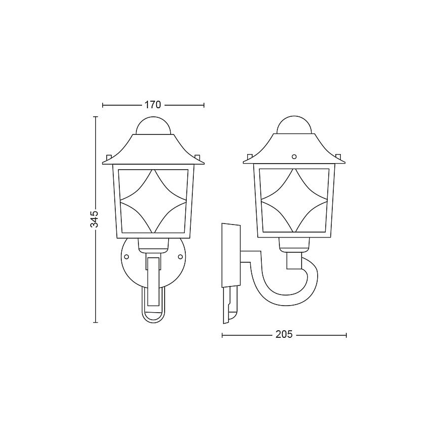 Philips - Udendørs væglampe med sensor 1xE27/60W/230V IP44