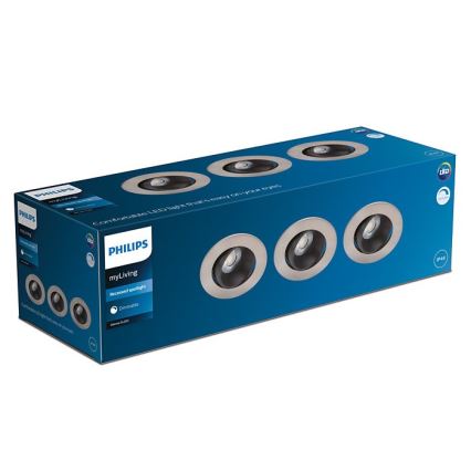 Philips - 3x LED indbygningsspot til badeværelse dæmpbar ABROSA LED/9W/230V IP44