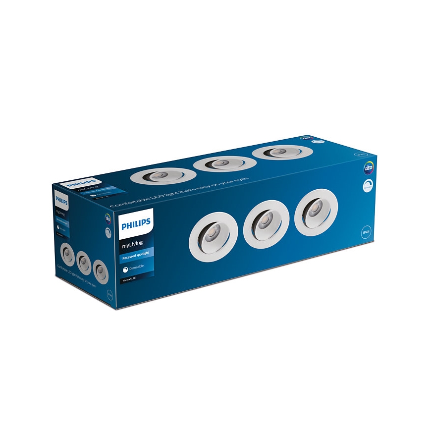 Philips - 3x LED indbygningsspot til badeværelse dæmpbar ABROSA LED/9W/230V IP44