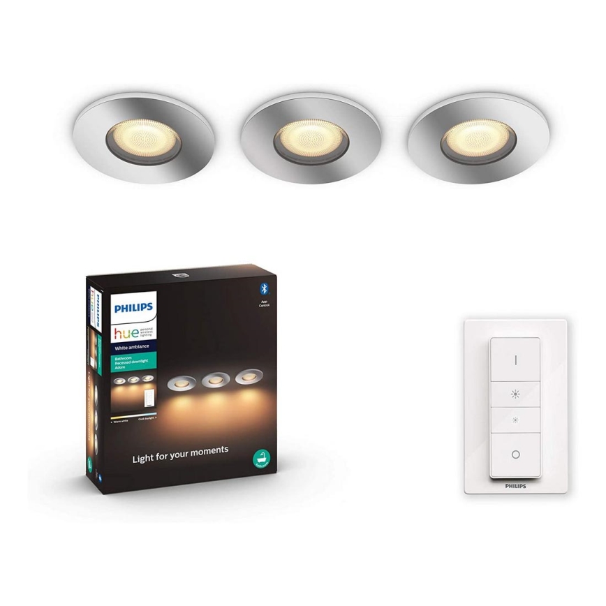 Philips - 3x LED badeværelseslampe dæmpbar  Hue ADORE 1xGU10/5W/230V IP44 + fjernbetjening