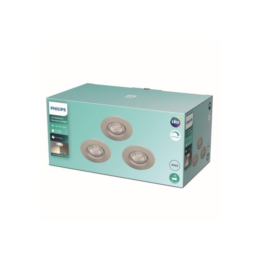 Philips - 3x LED badeværelseslampe dæmpbar LED/5W/230V 2700K IP65