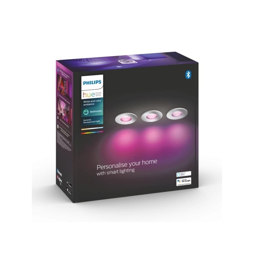 Philips - 3x LED badeværelseslampe dæmpbar RGB-farver Hue XAMENTO 1xGU10/5,7W/230V IP44