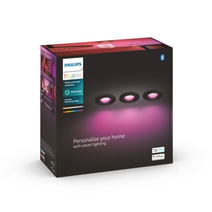 Philips - 3x LED indbygningsspot til badeværelse dæmpbar RGBW-farver Hue XAMENTO 1xGU10/5,7W/230V 2200-6500K IP44