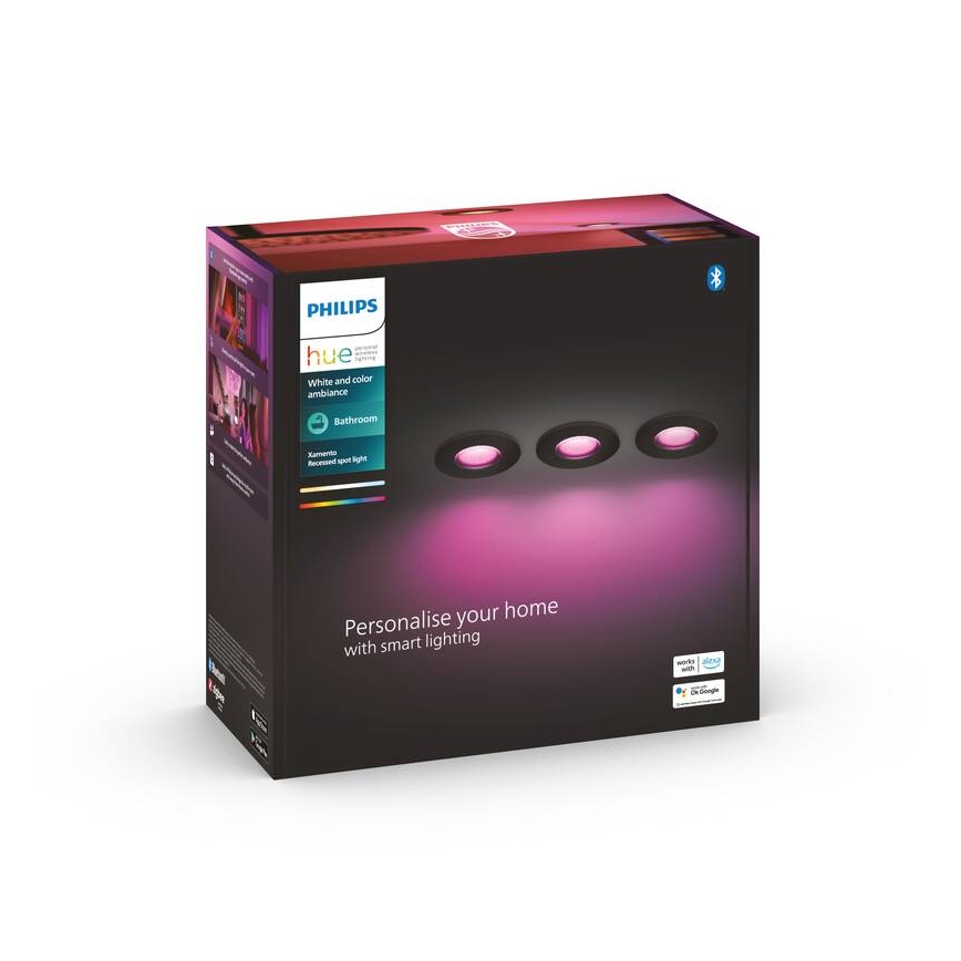 Philips - 3x LED indbygningsspot til badeværelse dæmpbar RGBW-farver Hue XAMENTO 1xGU10/5,7W/230V 2200-6500K IP44