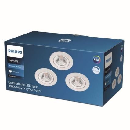 Philips - 3x LED indbygningsspot dæmpbar LED/5,5W/230V 2700K