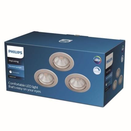 Philips - 3x LED indbygningsspot dæmpbar LED/5,5W/230V 2700K