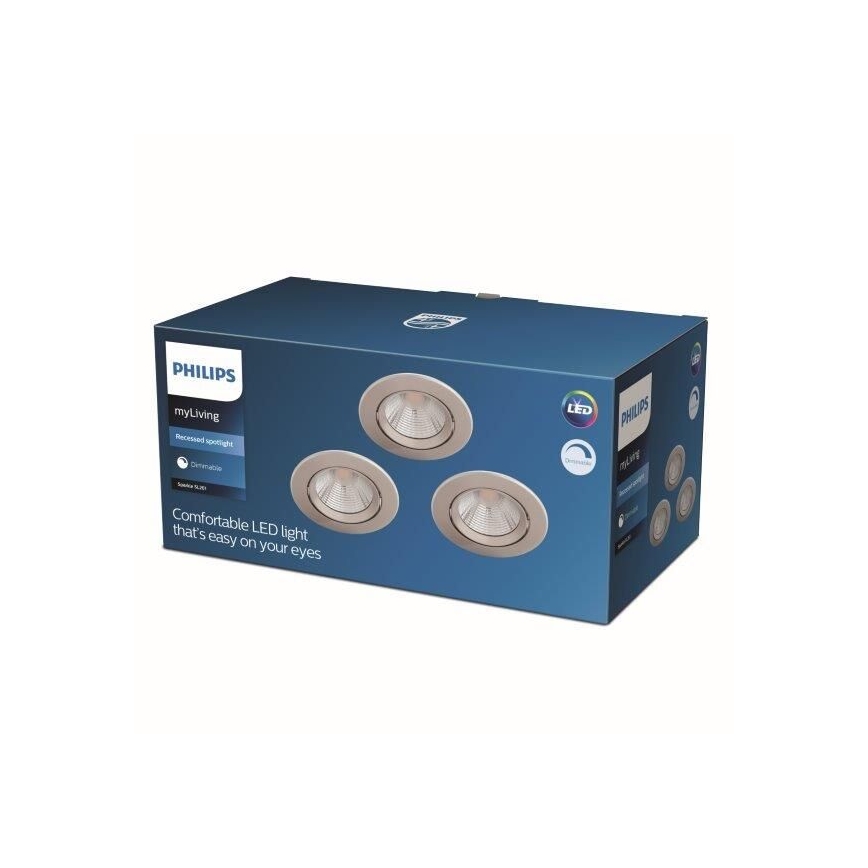 Philips - 3x LED indbygningsspot dæmpbar LED/5,5W/230V 2700K