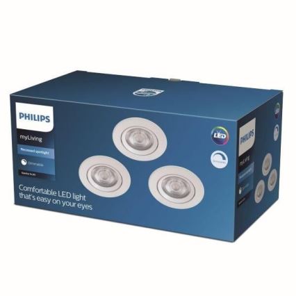 Philips - 3x LED indbygningsspot dæmpbar LED/5W/230V 2700K