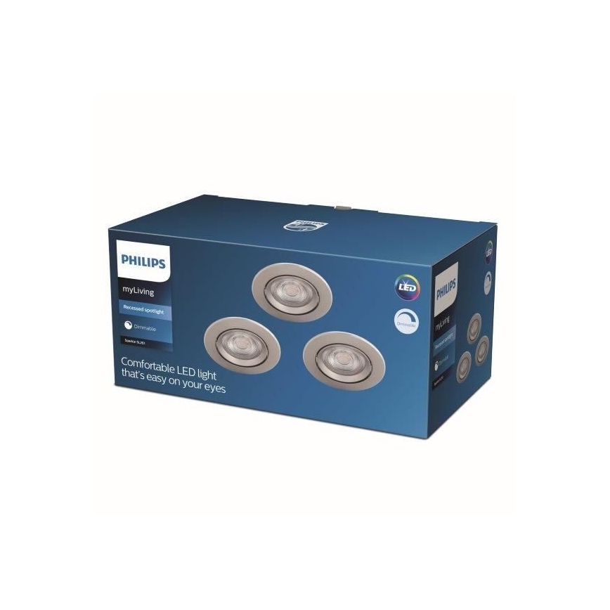 Philips - 3x LED indbygningsspot dæmpbar LED/5W/230V 2700K