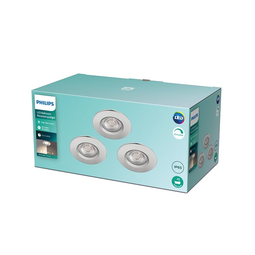 Philips - 3x LED indbygningsspot til badeværelse DIVE LED/5W/230V IP65