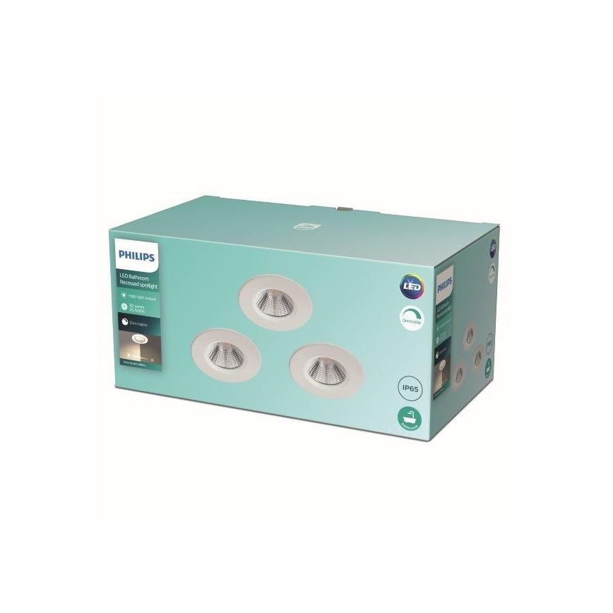 Philips - 3x LED indbygningsspot til badeværelse dæmpbar LED/5,5W/230V 2700K IP65