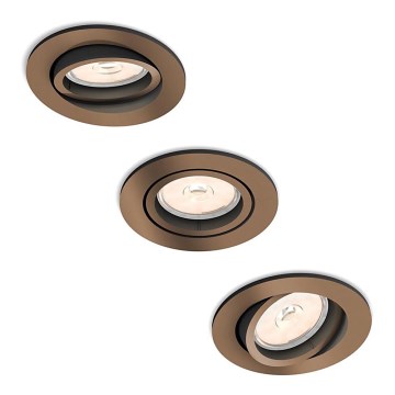 Philips 50393/05/PN - SÆT 3x Indbygningslampe DONEGAL 1xGU10/5,5W/230V