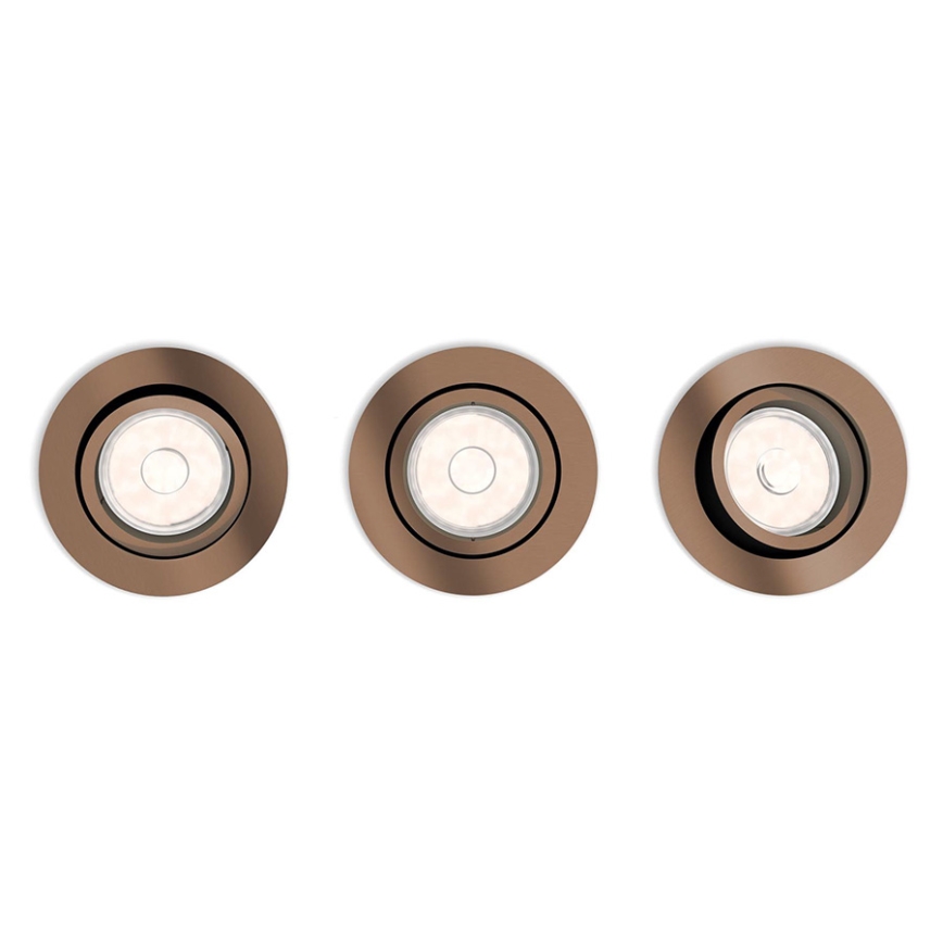 Philips 50393/05/PN - SÆT 3x Indbygningslampe DONEGAL 1xGU10/5,5W/230V