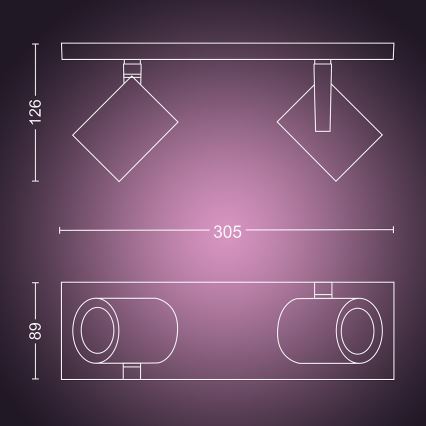 Philips - LED RGBW Spotlampe dæmpbar Hue ARGENA 2xGU10/5,7W/230V