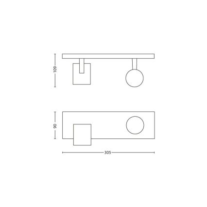 Philips 53092/48/16 - Spotlys RUNNER sølv 2xGU10/35W/230V