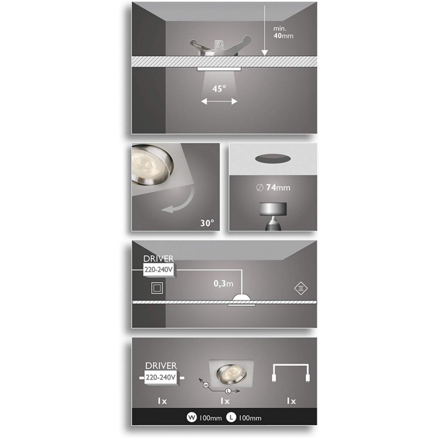 Philips 59081/17/P0 - LED indbygningslampe dæmpbar GALILEO LED/4,5W/230V