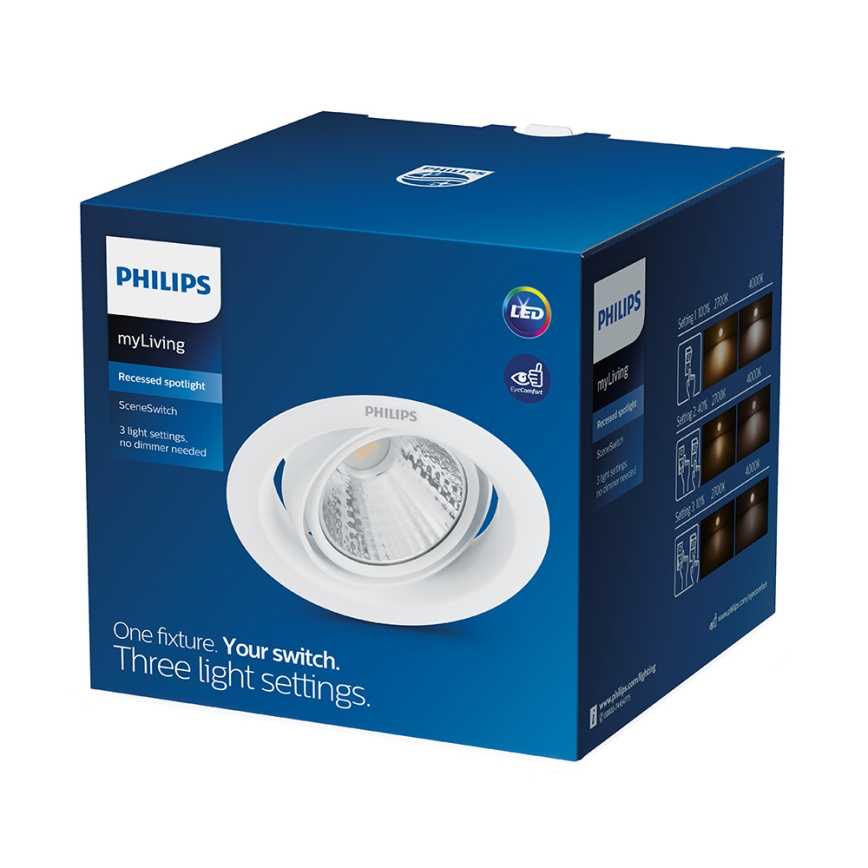 Philips - LED-dæmpbar indbygningsspot SCENE SWITCH LED/3W/230V 2700K