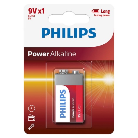 Philips 6LR61P1B/10 - Alkalisk batteri 6LR61 POWER ALKALINE 9V 600mAh