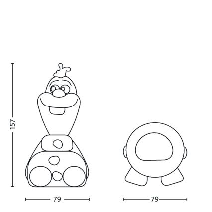 Philips 71768/08/16 - LED børnelampe DISNEY FROZEN OLAF LED/0,3W/2xAAA sneemand