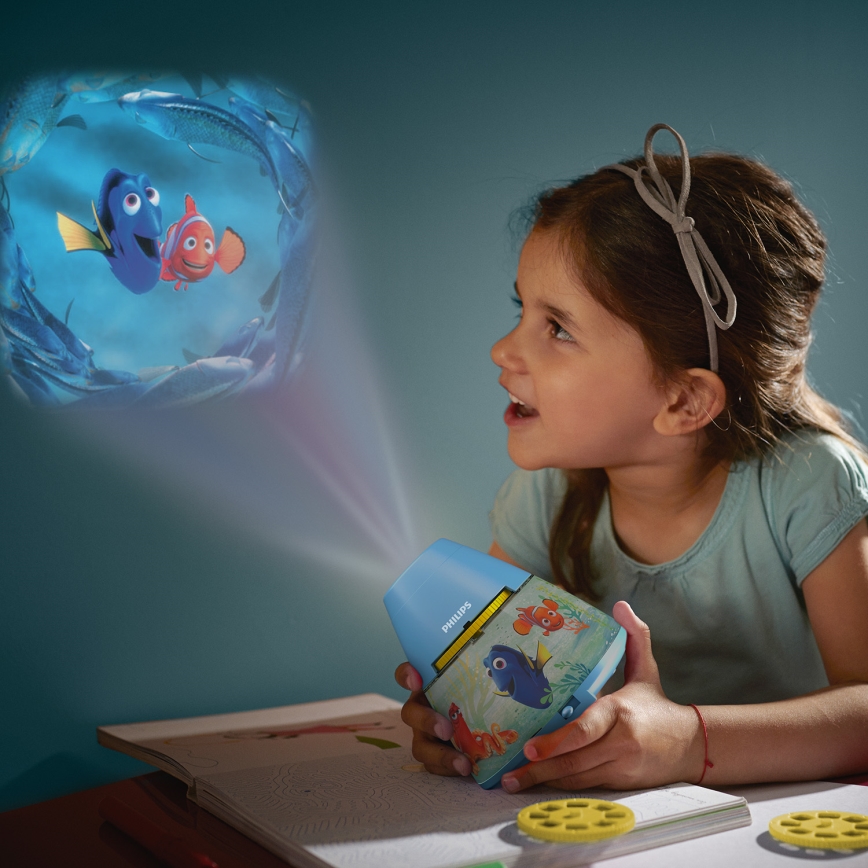 Philips 71769/90/16 - LED Projektor for børn DISNEY DORY LED/0,1W/3xAAA