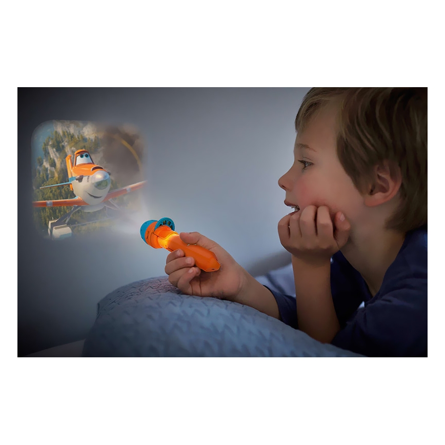 Philips 71788/53/16 - LED-lommelygte til børn og projektor DISNEY PLANES LED/3xLR44
